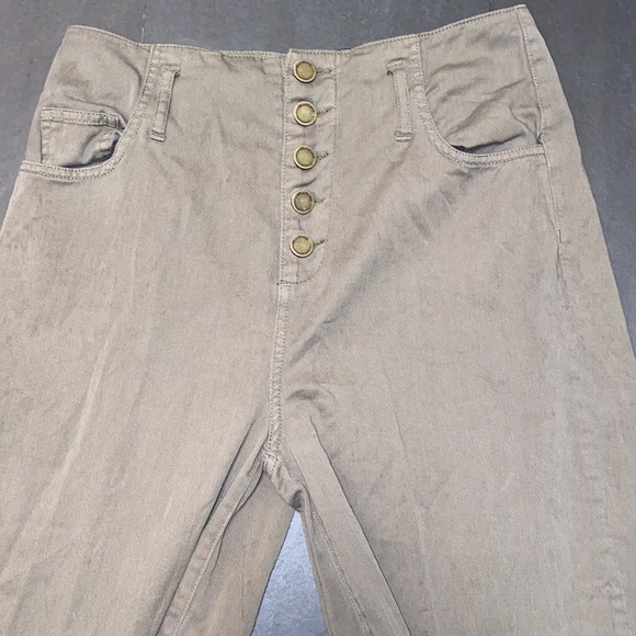 Blank NYC Size 27 Green Brown Button Fly Wide Leg Pants - Picture 7 of 12